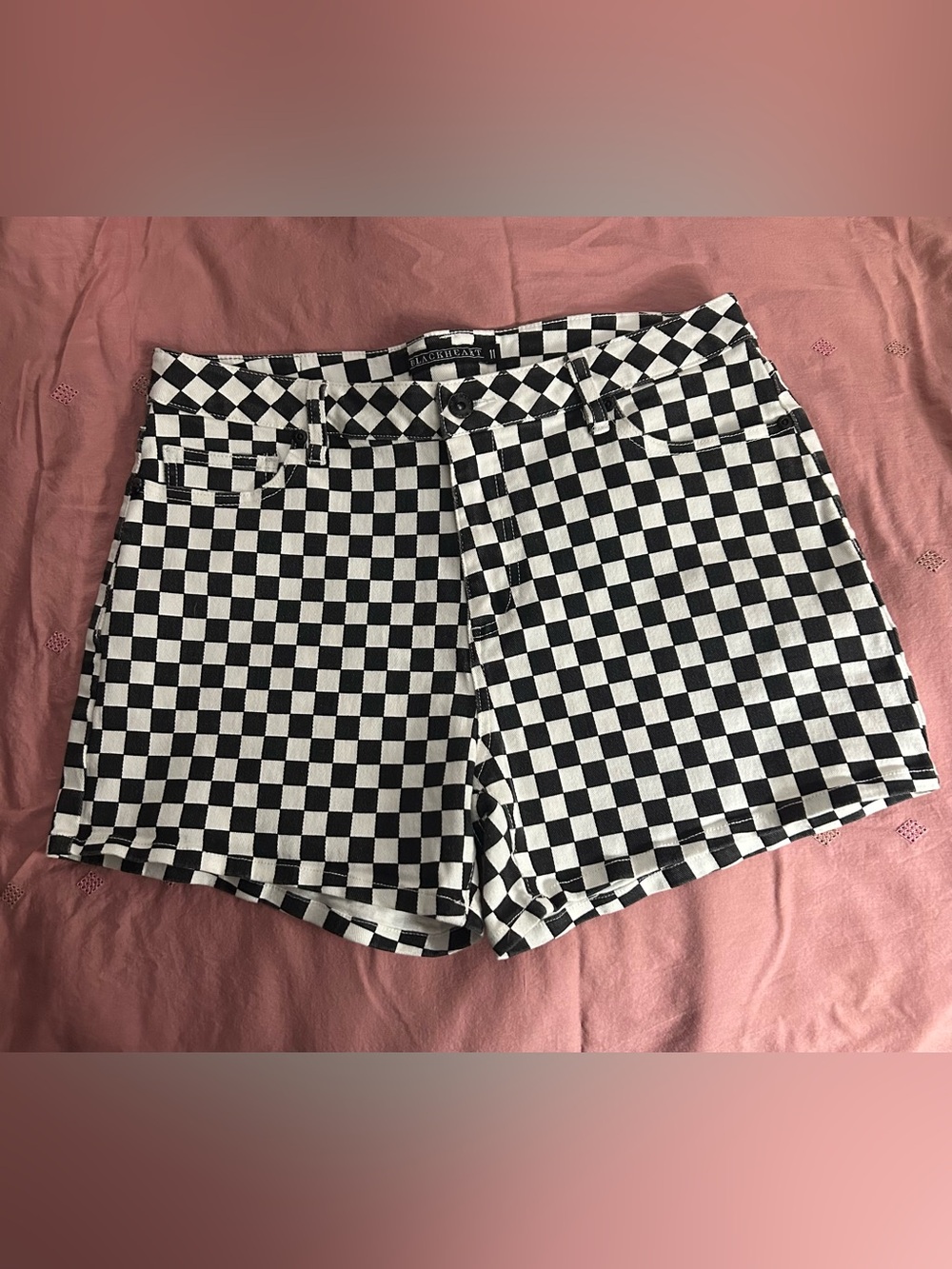Blackheart Hot Topic Black and White Checkerboard Jean Shorts